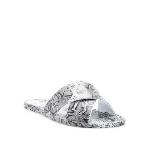Black, Grey, & White Snake Print Slide Sandal
